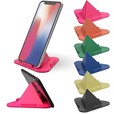 Universal Portable Three-Sided Triangle Desktop Stand Mobile Phone Pyramid Shape Holder Desktop Stand (Black)